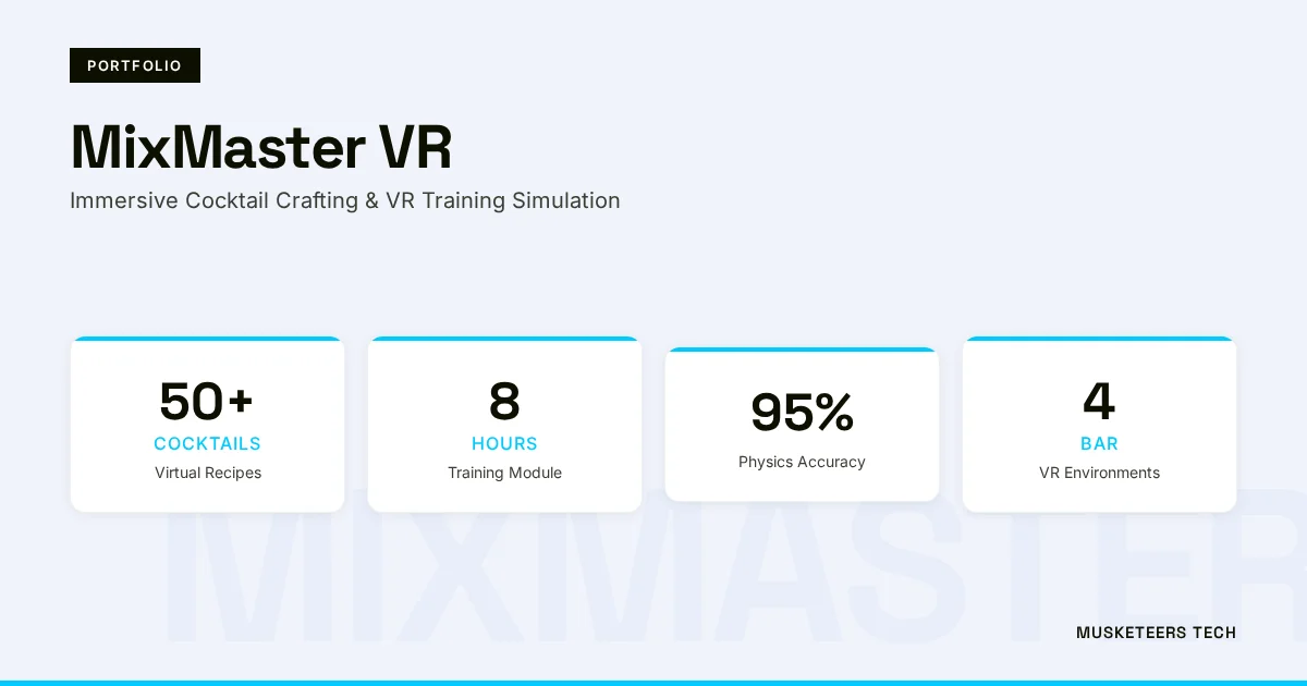 MixMaster VR: Immersive Bartending Training Simulation Portfolio Image